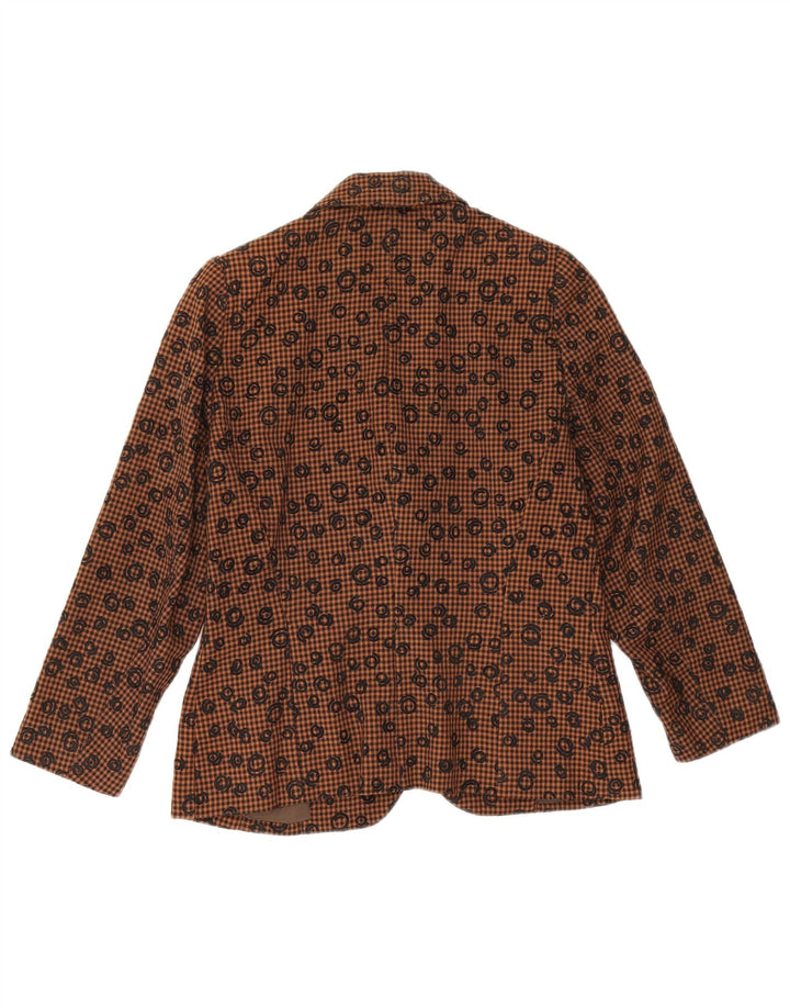 Giacca blazer a 2 bottoni da donna MANI IT 42 in lana a quadretti marrone medio