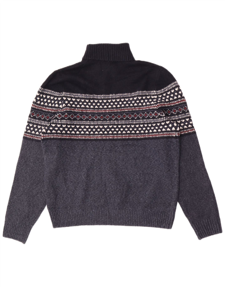 Maglione maglione a collo alto da uomo Marks & Spencer XL blu navy geometrico