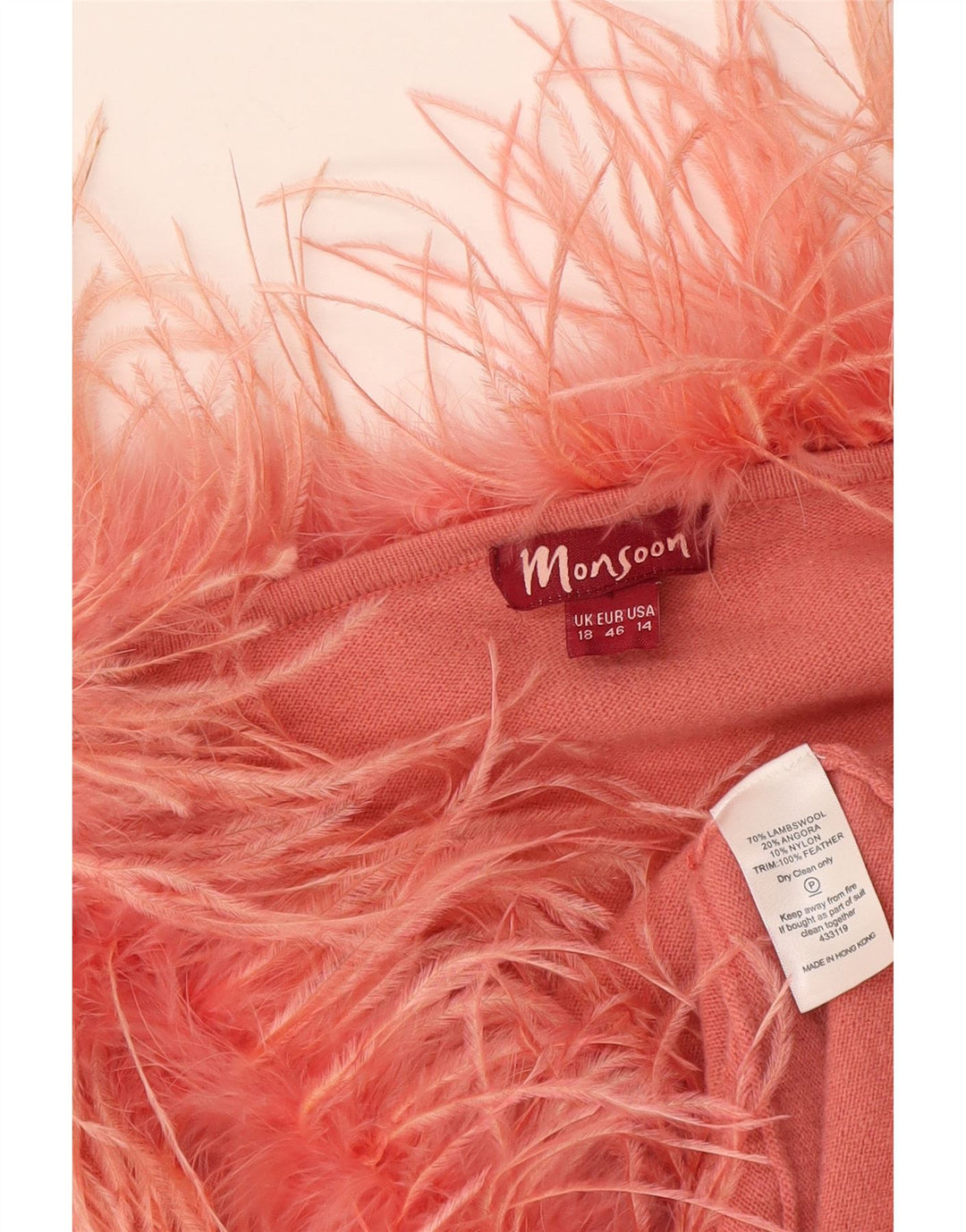 Maglione cardigan con maniche a 3/4 da donna Monsoon UK 18 XL Lana rosa