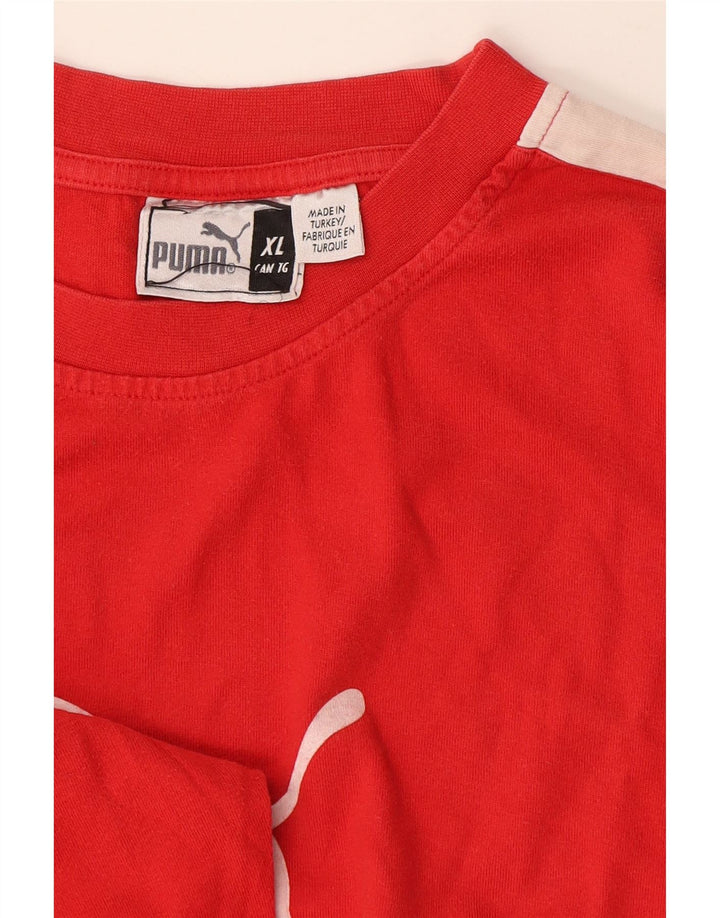 Puma Maglietta grafica da uomo a maniche lunghe XL Rosso Colorblock
