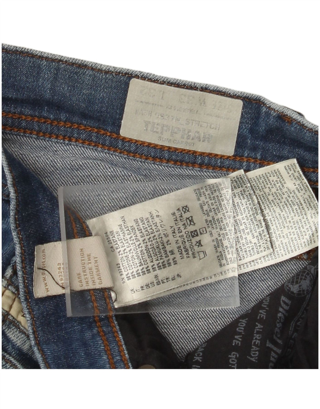 DIESEL Jeans slim da uomo Tepphar Carrot W33 L32 cotone blu