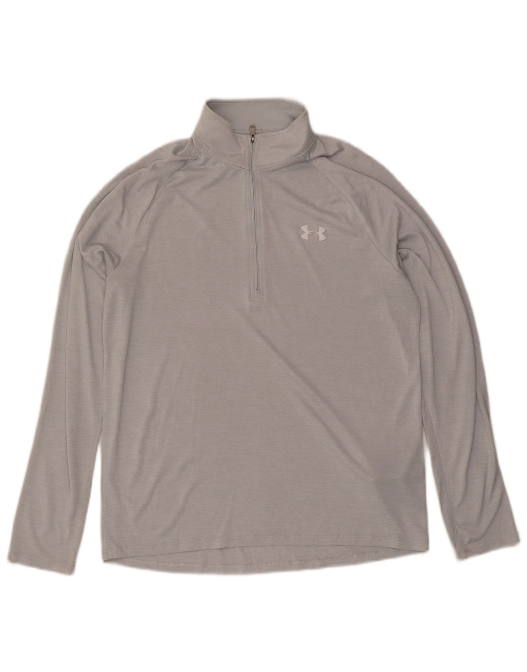 Under Armour da uomo con zip e collo, vestibilità ampia, manica lunga, poliestere grigio medio