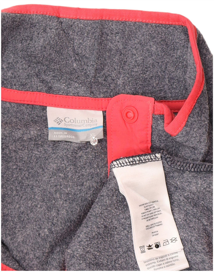 Maglione in pile Columbia da donna con collo a bottoni UK 18 XL poliestere grigio