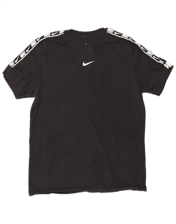 NIKE T-shirt grafica da uomo con vestibilità standard, top in cotone nero medio