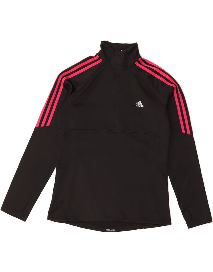 ADIDAS Womens Running Pullover Tracksuit Top UK 12/14 Medium Black Vintage Adidas and Second-Hand Adidas from Messina Hembry 