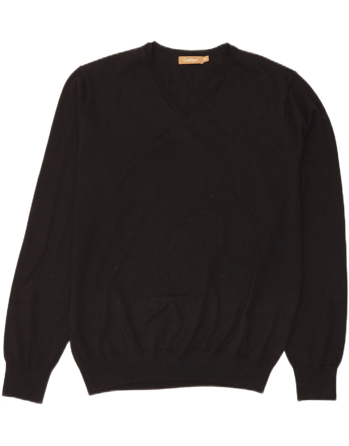 Maglione da uomo con scollo a V Conbipel 2XL Lana vergine nera