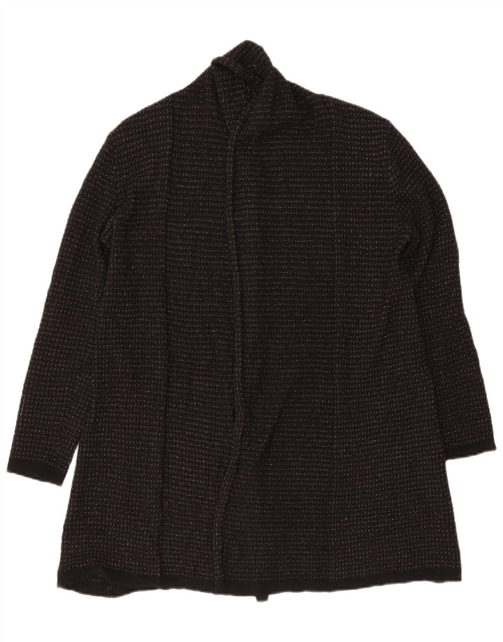Maglione cardigan aperto a lunga linea da donna Zara UK 10 piccolo poliestere nero
