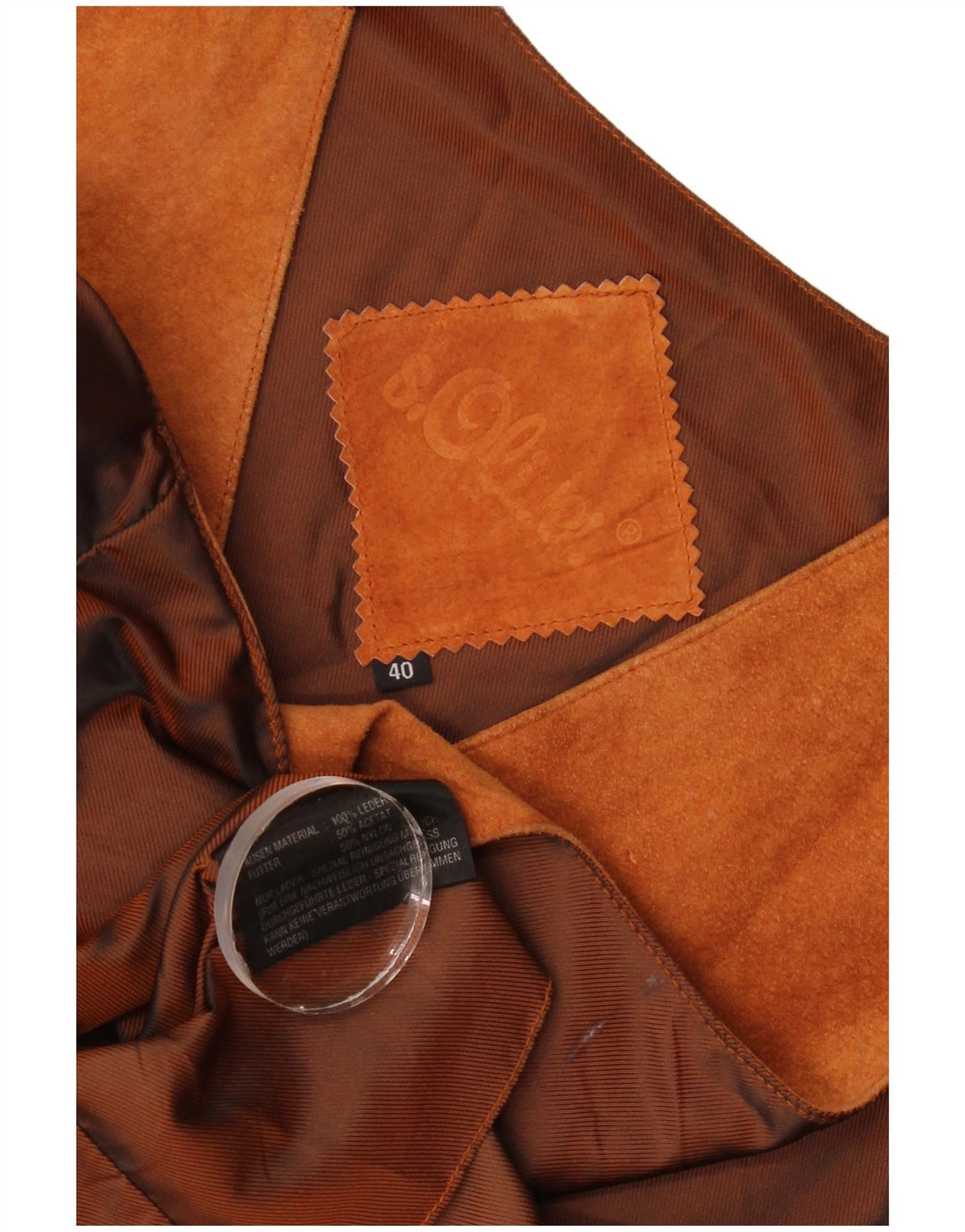 Gilet da donna in pelle scamosciata S.Oliver IT 40 piccolo in pelle marrone