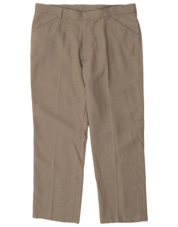 FARAH Mens Straight Casual Trousers W38 L29 Khaki Polyester