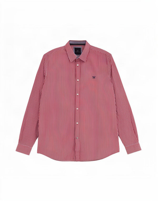 Crew Clothing Camicia da uomo dalla vestibilità classica XL in cotone gessato rosso