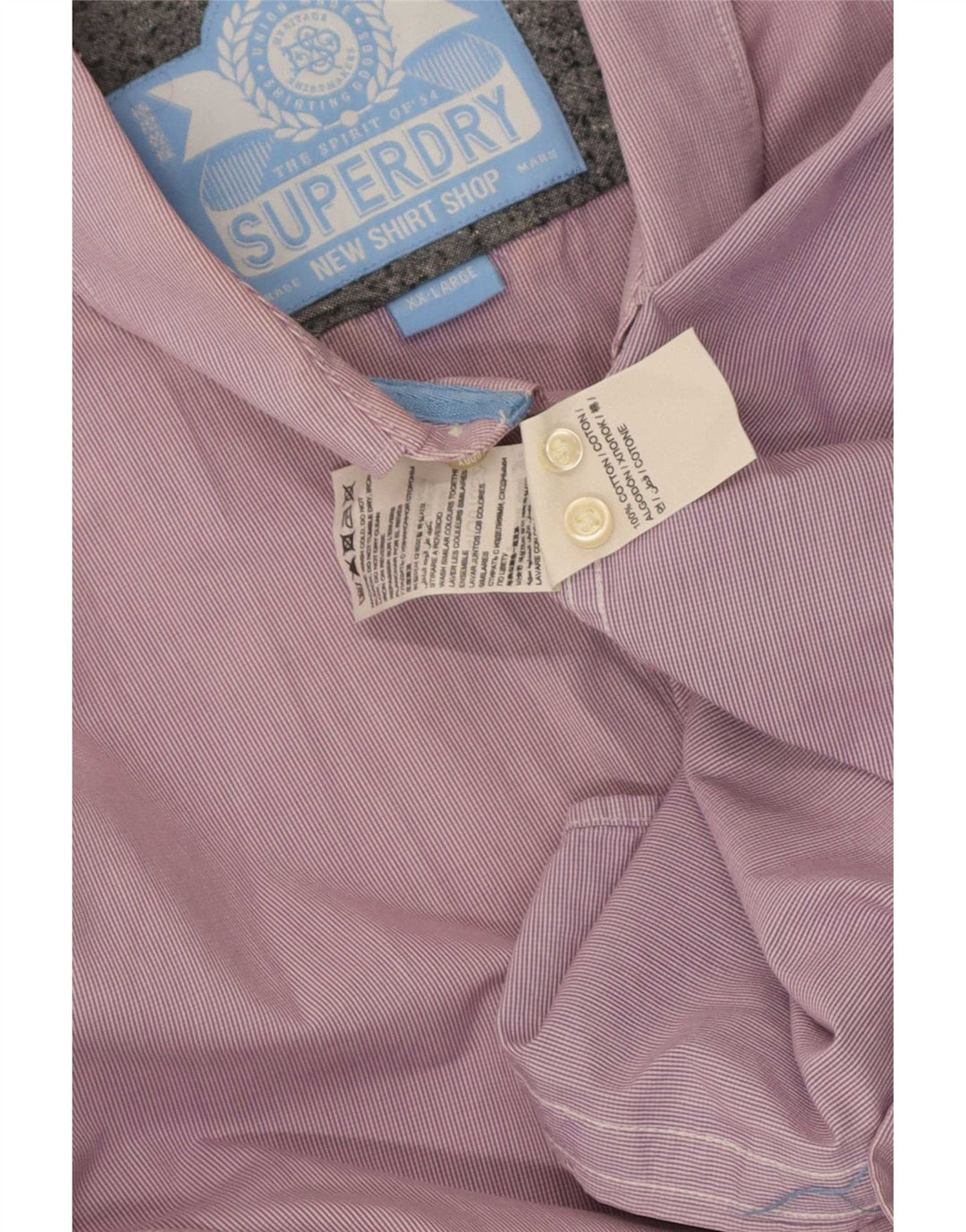 Camicia da uomo Superdry 2XL cotone gessato rosa