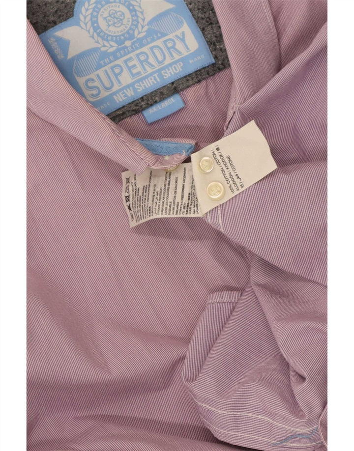 Camicia da uomo Superdry 2XL cotone gessato rosa