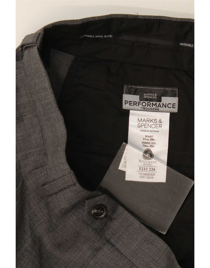 Pantaloni da abito dritti Performance da uomo Marks & Spencer W38 L29 Grigi