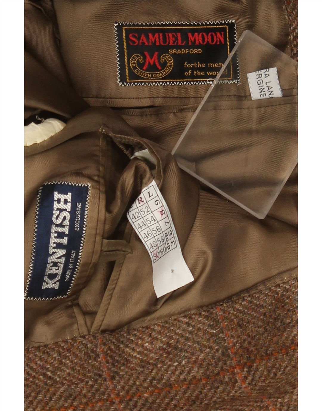 Giacca blazer vintage da uomo a 2 bottoni IT 50 grande lana a quadri marrone