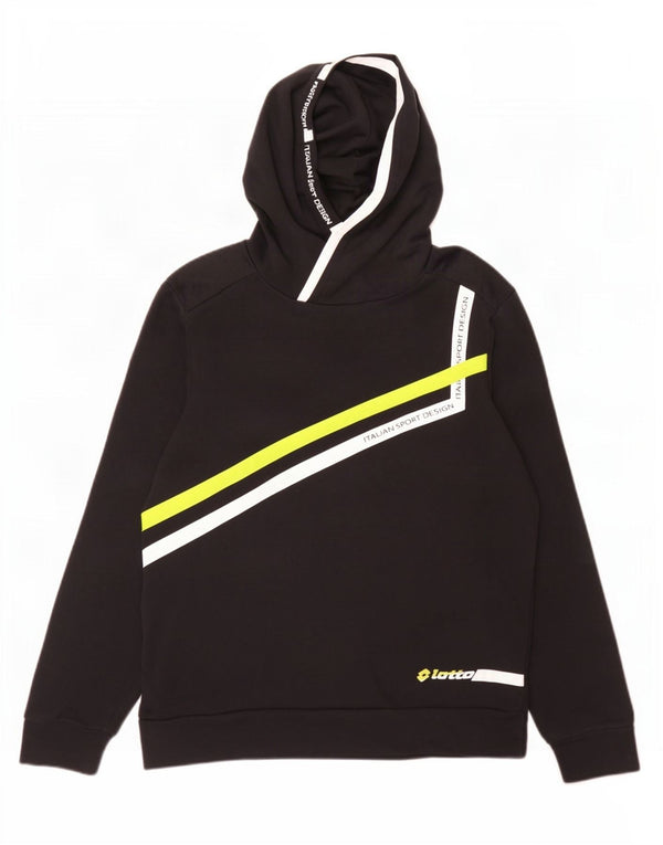 Felpa con cappuccio grafica da donna Lotto UK 14 Cotone color block medio nero