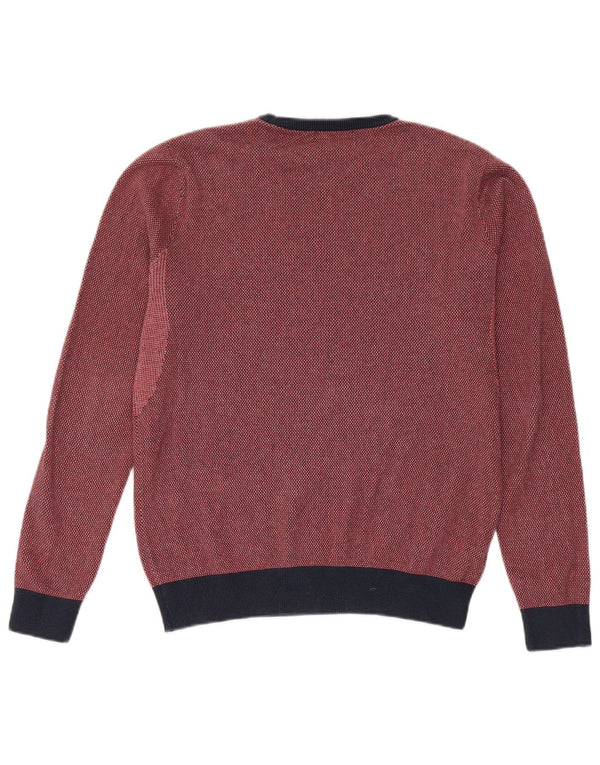 Fred Perry Mens Boat Neck Jumper Sweater Medium Red Flecked Cotton