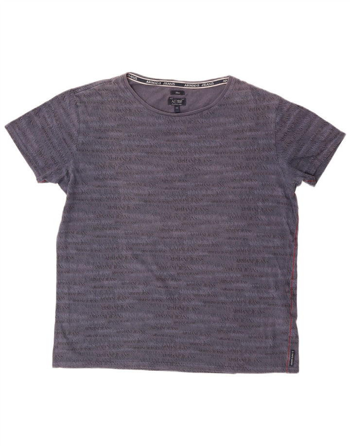 ARMANI JEANS T-shirt grafica slim da uomo 2XL Blu navy