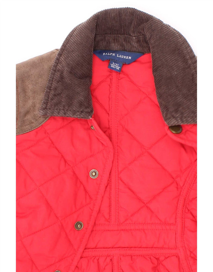 Cappotto trapuntato per ragazze Ralph Lauren 2-3 anni in poliestere color block rosso