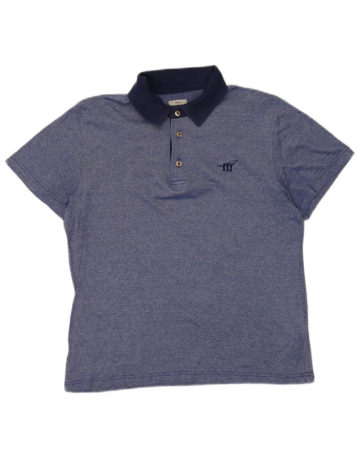Polo da uomo slim fit Henry Cottons in cotone blu medio