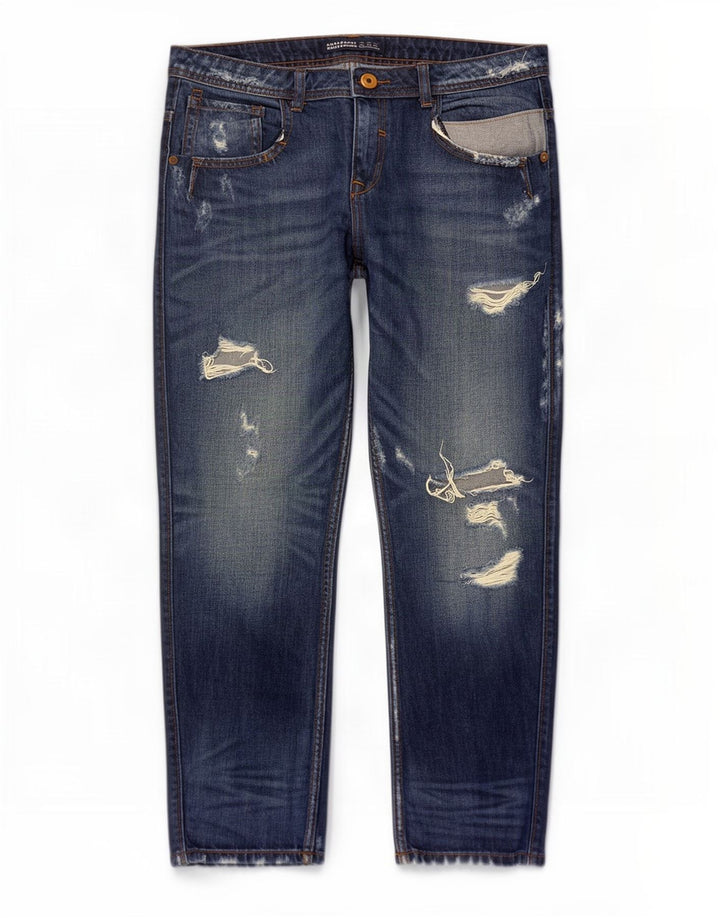 Jeans corti effetto invecchiato Zara da donna EU 40 medio W30 L26 blu