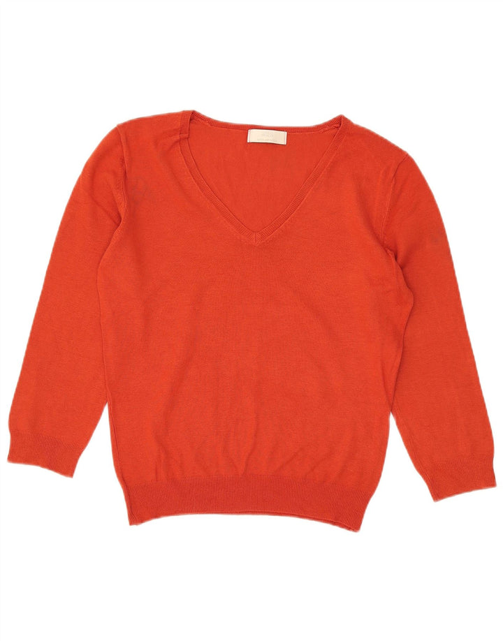 Maglione da donna Marks & Spencer con maniche a 3/4 e scollo a V UK 12 Arancione medio
