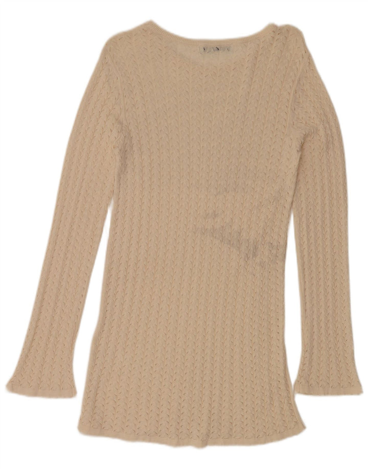 Maglione maglione con scollo a barca lungo da donna Zara UK 12 medio bianco sporco