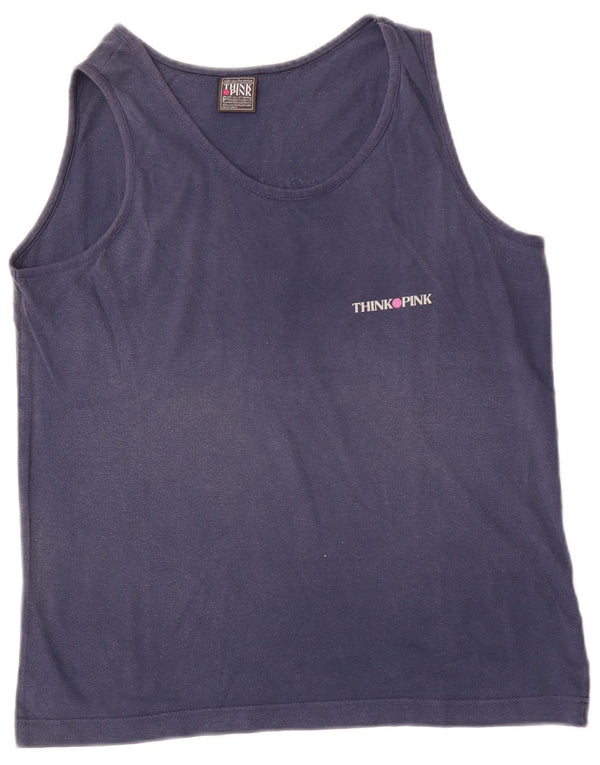 Canottiera grafica da uomo Think Pink piccola in cotone blu navy