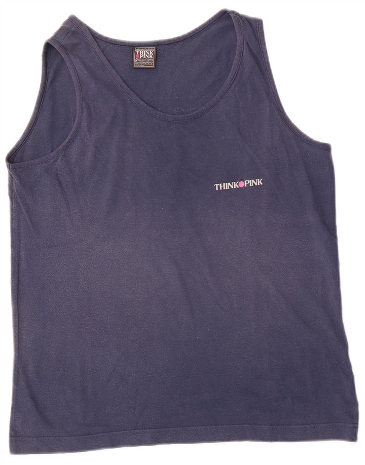 Canottiera grafica da uomo Think Pink piccola in cotone blu navy