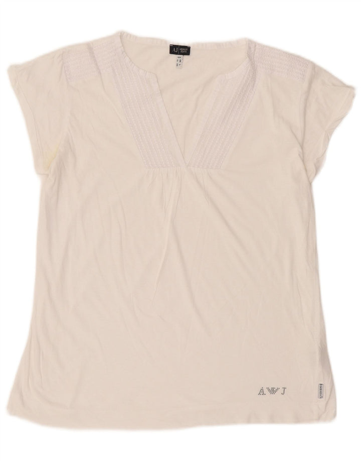 Camicetta da donna Armani Jeans Top UK 16 grande cotone bianco