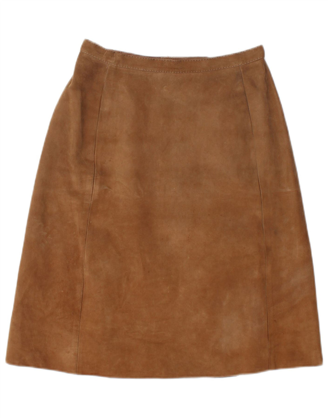 Gonna vintage in pelle scamosciata da donna W26 piccola beige