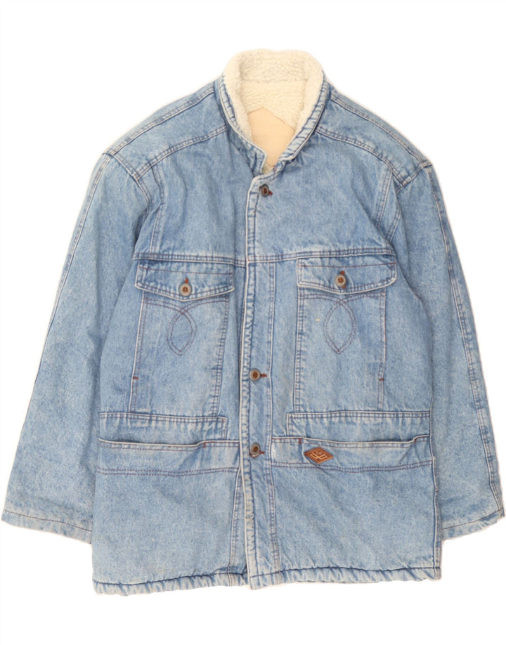 ZIP Mens Denim Sherpa Jacket UK 38 Medium Blue Vintage Zip and Second-Hand Zip from Messina Hembry 