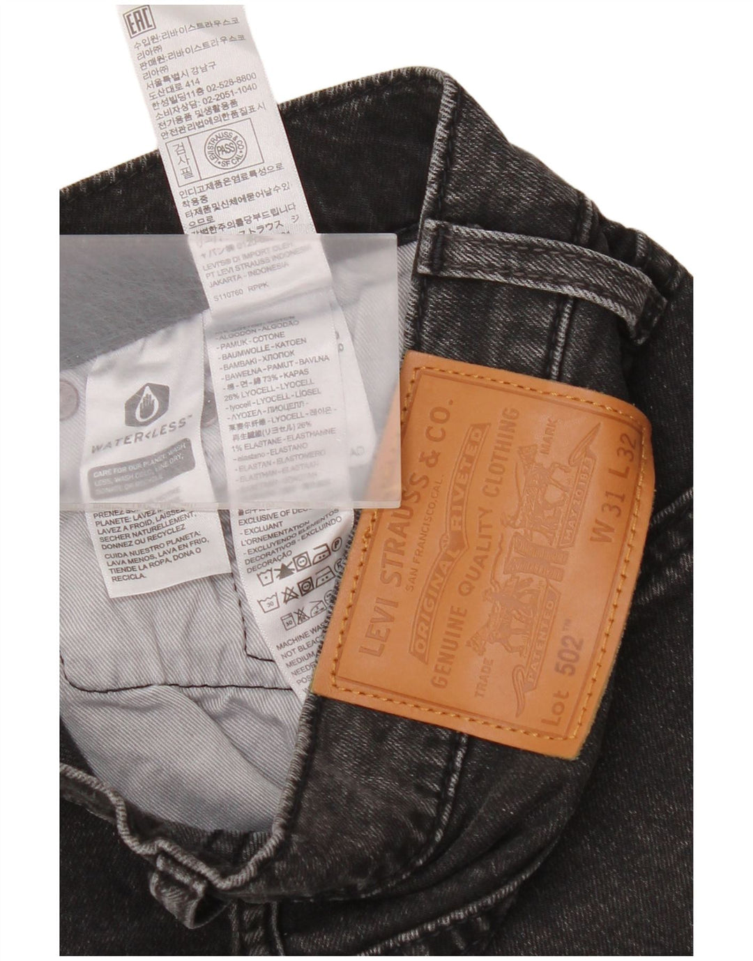 Levi's Uomo 502 Jeans affusolati W31 L32 Cotone Nero