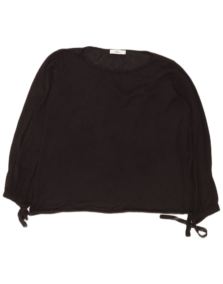 Maglione maglione oversize con scollo a barca da donna Zara UK 10 piccolo poliestere nero