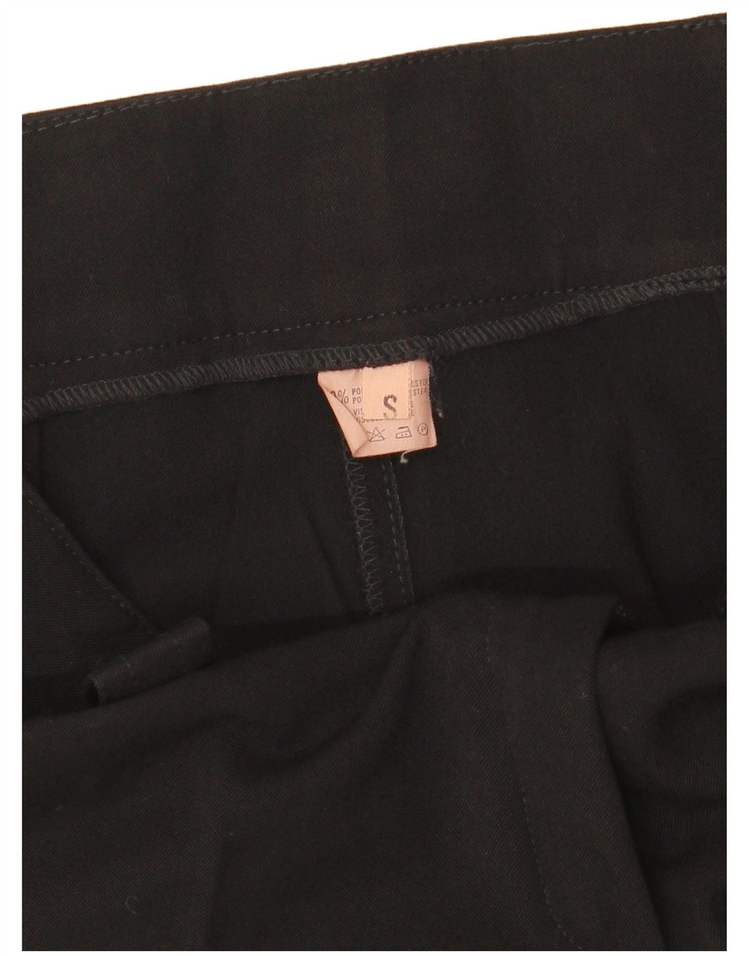 Pantaloni da abito dritti da donna VINTAGE piccoli W27 L32 poliestere nero
