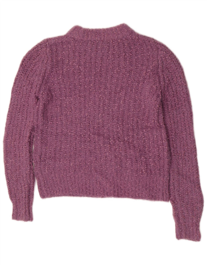 Maglione maglione con scollo a barca da donna Marks & Spencer UK 8 piccolo poliestere viola