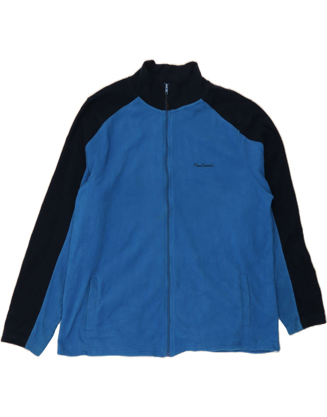 PIERRE CARDIN Mens Fleece Jacket UK 46 3XL Blue Colourblock Polyester Vintage Pierre Cardin and Second-Hand Pierre Cardin from Messina Hembry 