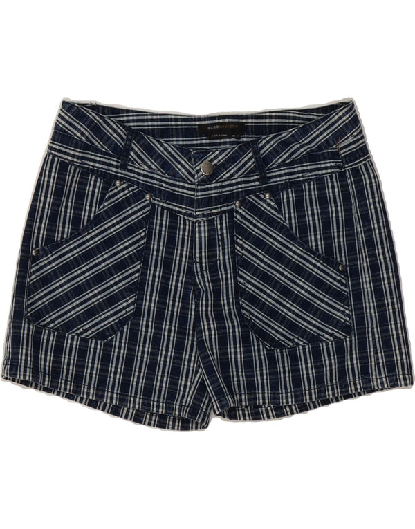 BCBGMAXAZRIA Womens Casual Shorts US 4 Small W30 Navy Blue Check Cotton