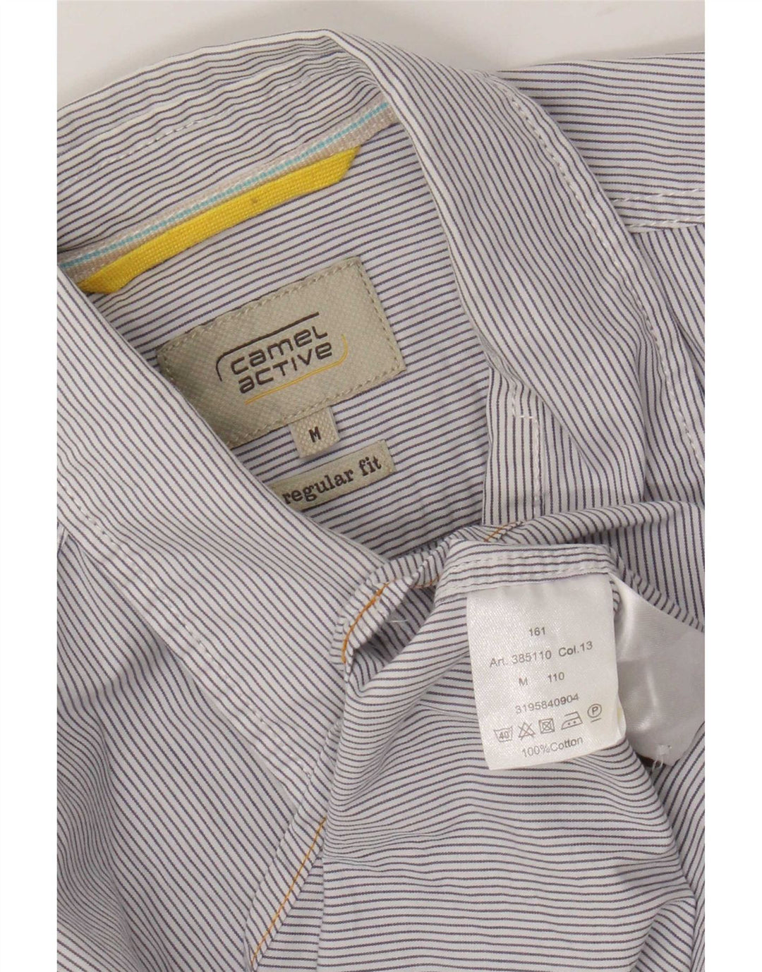 Camicia da uomo dalla vestibilità regolare Camel Active in cotone gessato bianco medio