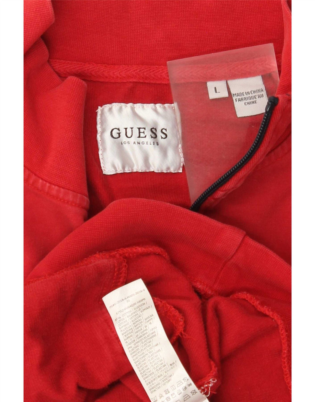 Guess Giacca da tuta grafica da donna UK 16 Large Rosso Colorblock