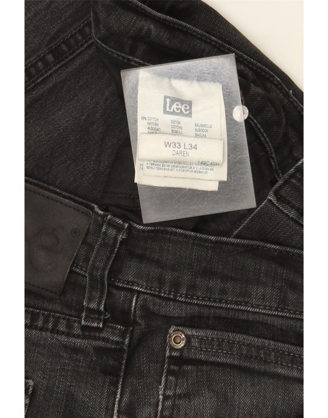 Jeans dritti da uomo Lee Daren W33 L29 cotone nero