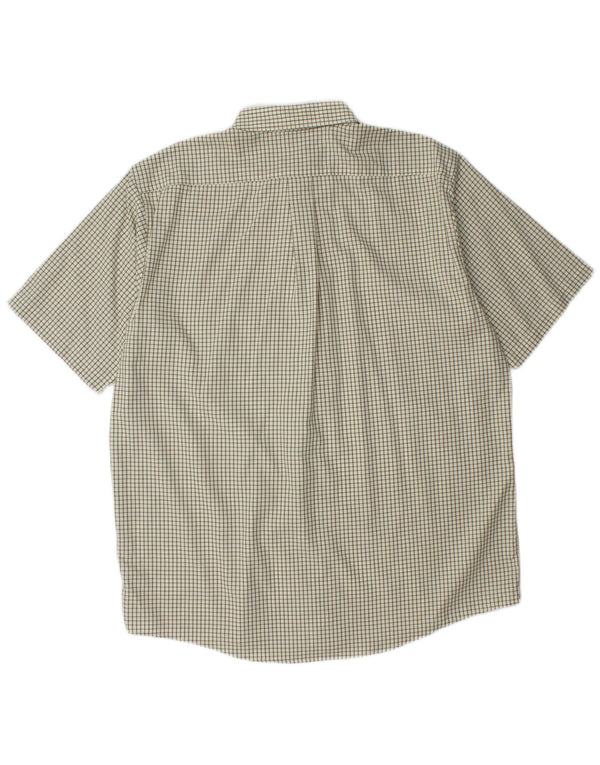 Camicia a maniche corte da uomo L.L.Bean, cotone a quadri bianco sporco grande