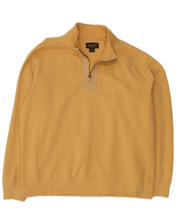 Felpa da uomo con collo con zip Eddie Bauer, maglione grande, cotone giallo