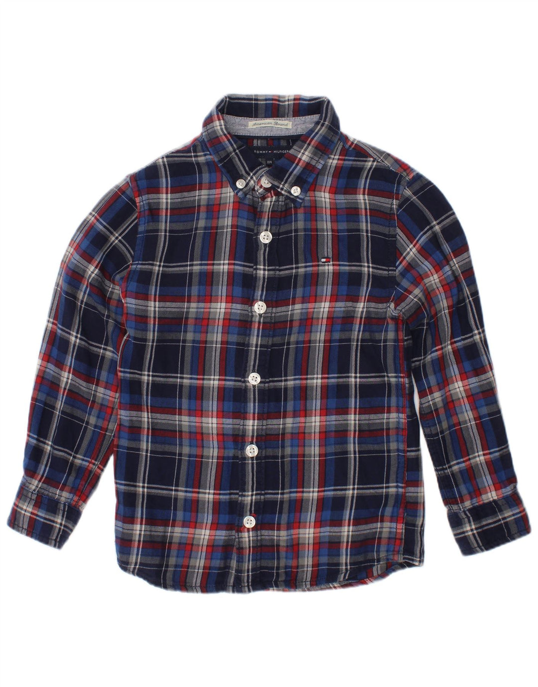 Camicia in flanella per ragazzi Tommy Hilfiger 3-4 anni in cotone a quadri blu navy