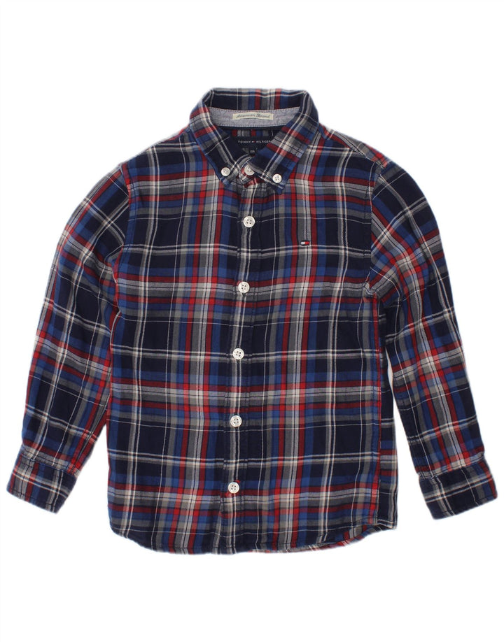 Camicia in flanella per ragazzi Tommy Hilfiger 3-4 anni in cotone a quadri blu navy