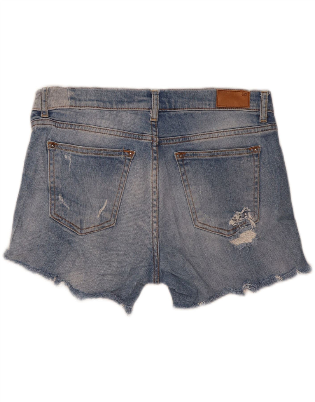 Pantaloncini di jeans Zara da donna a vita media, vestibilità rilassata, a vita media, medi, W30 blu