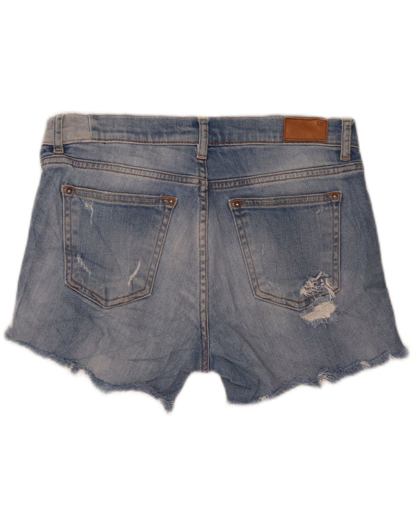 Pantaloncini di jeans Zara da donna a vita media, vestibilità rilassata, a vita media, medi, W30 blu
