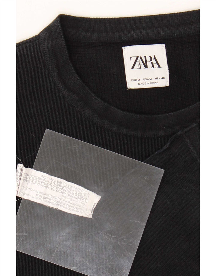 Maglione maglione girocollo da uomo Zara in cotone blu navy medio