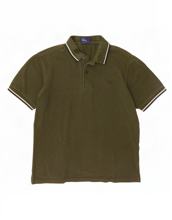 Polo da uomo Fred Perry grande in cotone a righe kaki