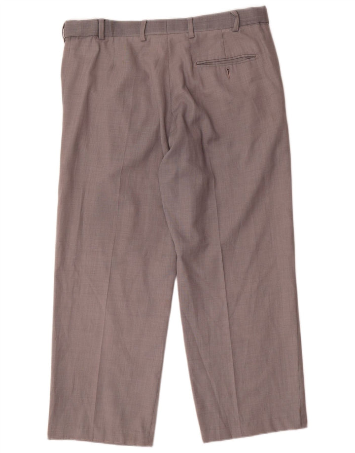 Pantaloni da abito dritti da uomo Marks & Spencer W34 L26 lana grigia