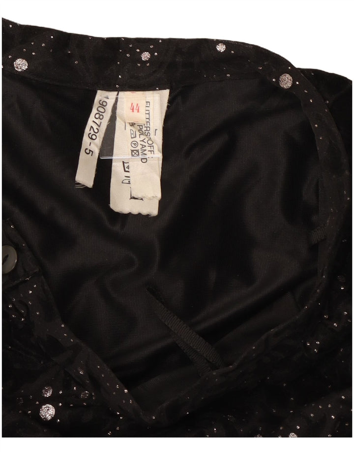 Gonna a strati da donna vintage IT 44 media W30 nera Paisley in poliammide